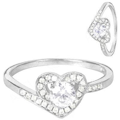 Sterling Silver Rings Heart Shape CZ Engagement Ring Stylish Cz Rings Modern CZ Rings