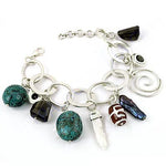 Load image into Gallery viewer, Silver Charm Bracelet with Gemstones | Women's Fashion Jewelry