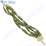 Load image into Gallery viewer, Olive green stone beaded bracelet, statement jewelry for women, unique beaded design, handcrafted bracelet with natural stones