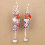 Load image into Gallery viewer, Silver Gemstone Cluster Drop Earrings for Women | Statement Jewelry