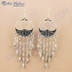 Load image into Gallery viewer, 925 sterling silver dangle earrings featuring labradorite gemstones, perfect for women. Boho style, handcrafted jewelry.