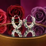 Load image into Gallery viewer, Silver Pearl & Gemstone Hoop Earrings for Women | Dainty Jewelry