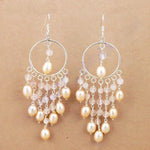 Load image into Gallery viewer, 925 Silver Pearl Chandelier Earrings for Women | Dangle Earrings