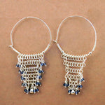 Load image into Gallery viewer, Silver Hoop Earrings with Blue Gemstones | Women's Jewelry Gift