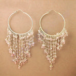 Load image into Gallery viewer, gold plating Hoop Earrings with Pink Gemstone Drops | Women's Jewelry