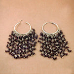 Load image into Gallery viewer, Silver Hoop Earrings with Garnet Beads for Women | Daily Wear