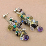 Load image into Gallery viewer, Silver Gemstone Cluster Earrings | Multi-Stone Dangle Earrings