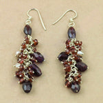 Load image into Gallery viewer, Garnet Cluster Dangle Earrings | 925 Silver | For Women