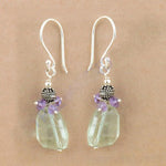 Load image into Gallery viewer, 925 Silver Green Quartz & Amethyst Earrings for Women