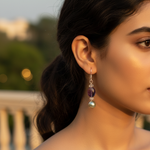 Load image into Gallery viewer, Silver Amethyst & Pearl Drop Earrings for Women | Gemstone Jewelry