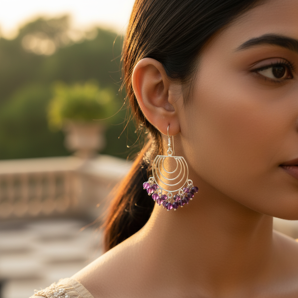 925 silver amethyst drop earrings | women's dangle jewelry