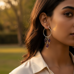 Load image into Gallery viewer, 925 Silver Amethyst Hoop Earrings | Dangle Drop Earrings