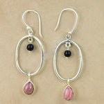 Load image into Gallery viewer, 925 Silver Pink Gemstone Oval Drop Earrings for Women