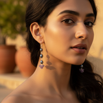 Load image into Gallery viewer, 925 Silver Pearl & Amethyst Drop Earrings for Women | Gift