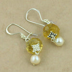Load image into Gallery viewer, 925 Silver Citrine & Pearl Drop Earrings for Women | Gift