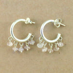 Load image into Gallery viewer, 925 Sterling Silver Rose Quartz Hoop Earrings for Women