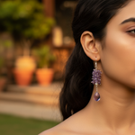 Load image into Gallery viewer, Amethyst Drop Earrings | 925 Silver Cluster Earrings for Women