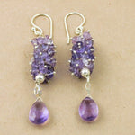 Load image into Gallery viewer, Amethyst Drop Earrings | 925 Silver Cluster Earrings for Women