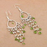 Load image into Gallery viewer, 925 Silver Pearl & Peridot Chandelier Earrings for Women
