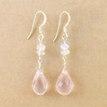 Load image into Gallery viewer, 925 Silver Rose Quartz Drop Earrings for Women | Gemstone Jewelry
