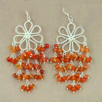 Load image into Gallery viewer, Silver Carnelian Bead Drop Earrings for Women | Gemstone Jewelry