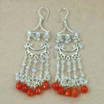 Load image into Gallery viewer, 925 Silver Chandelier Earrings with Carnelian Gemstones for Women