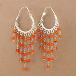 Load image into Gallery viewer, 925 Silver Carnelian Bead Dangle Earrings for Women
