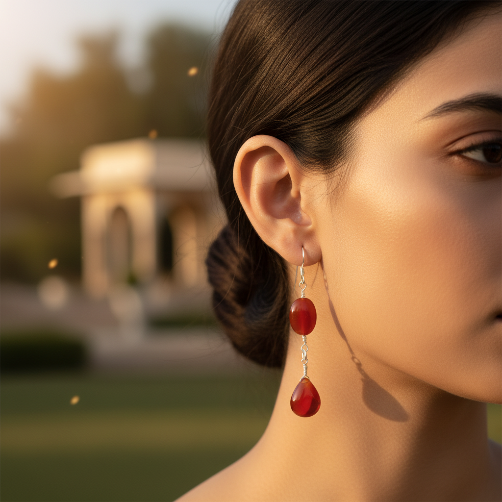 Red carnelian drop earrings 925 silver dangle earrings for women