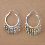 Load image into Gallery viewer, Silver Beaded Hoop Earrings for Women | Dangle Earrings