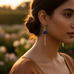 Load image into Gallery viewer, 925 Silver Blue Gemstone Dangle Earrings for Women | Gift