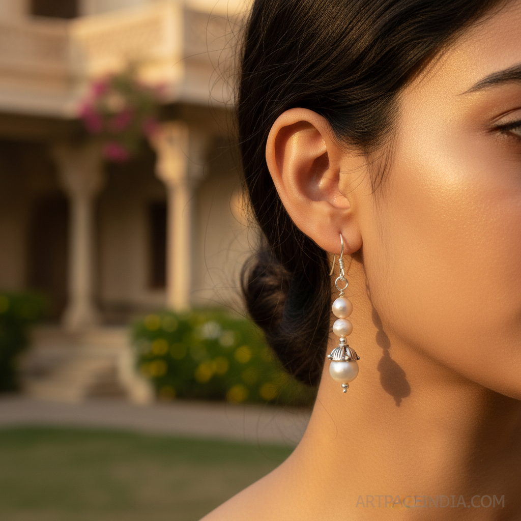 925 silver pearl drop earrings for women | dangle earrings