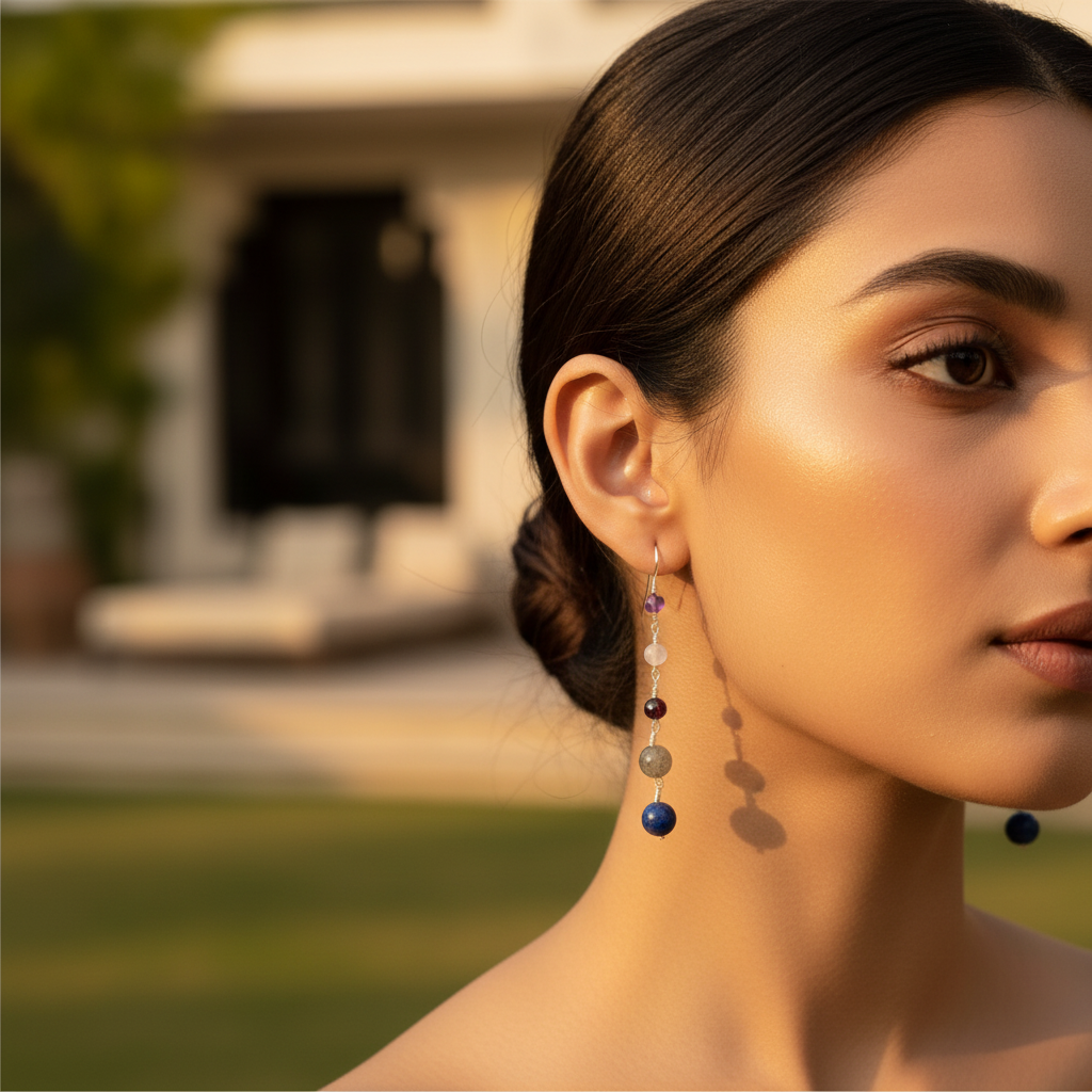925 silver gemstone drop earrings | amethyst, garnet, daily wear