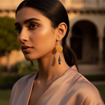 Load image into Gallery viewer, Silver Carved Rose & Pearl Drop Earrings for Women | Gift