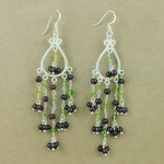 Load image into Gallery viewer, 925 Silver Garnet & Peridot Chandelier Earrings | Women's Jewelry