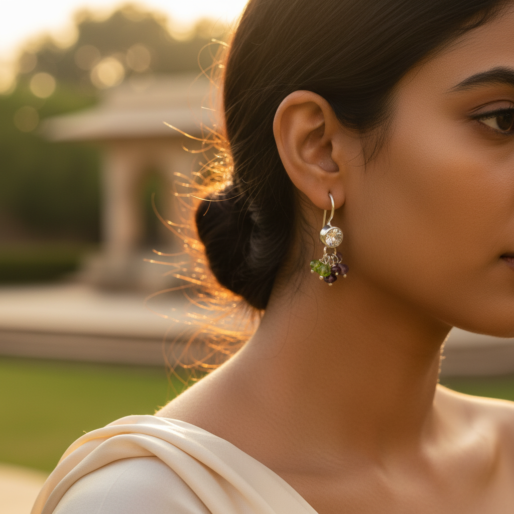 925 silver gemstone dangle earrings | women's jewelry gift
