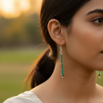 Load image into Gallery viewer, 925 Silver Green Stone Bead Earrings for Women | Dangle Earrings