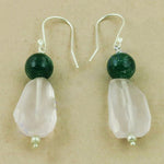 Load image into Gallery viewer, 925 Silver Rose Quartz & Green Onyx Earrings for Women