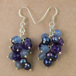 Load image into Gallery viewer, Silver Pearl & Gemstone Cluster Earrings for Women