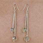 Load image into Gallery viewer, 925 Silver Chain Dangle Earrings with Green Gemstone for Women