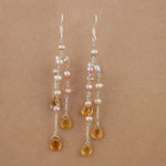 Load image into Gallery viewer, 925 Silver Pearl & Citrine Drop Earrings for Women | Dangle Earrings