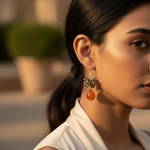 Load image into Gallery viewer, 925 Silver Carnelian & Smoky Quartz Earrings | For Women