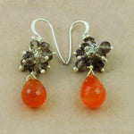 Load image into Gallery viewer, 925 Silver Carnelian & Smoky Quartz Earrings | For Women