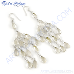 Load image into Gallery viewer, 925 sterling silver chandelier drop earrings with teardrop gemstones, perfect for women.