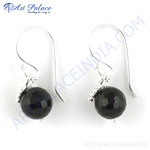 Load image into Gallery viewer, 925 sterling silver drop earrings with faceted black onyx beads, a classic and elegant design.