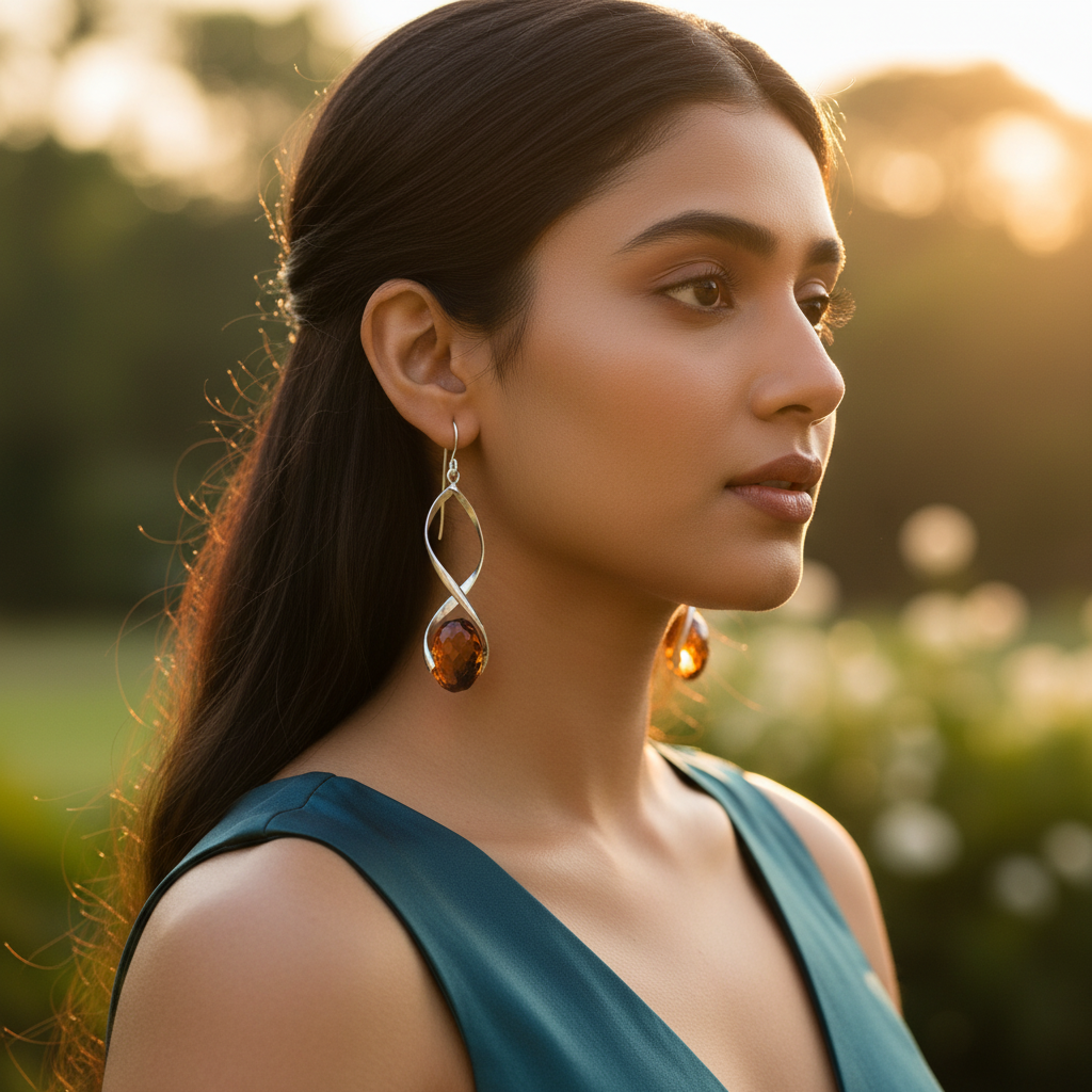 925 silver citrine drop earrings for women | gemstone jewelry
