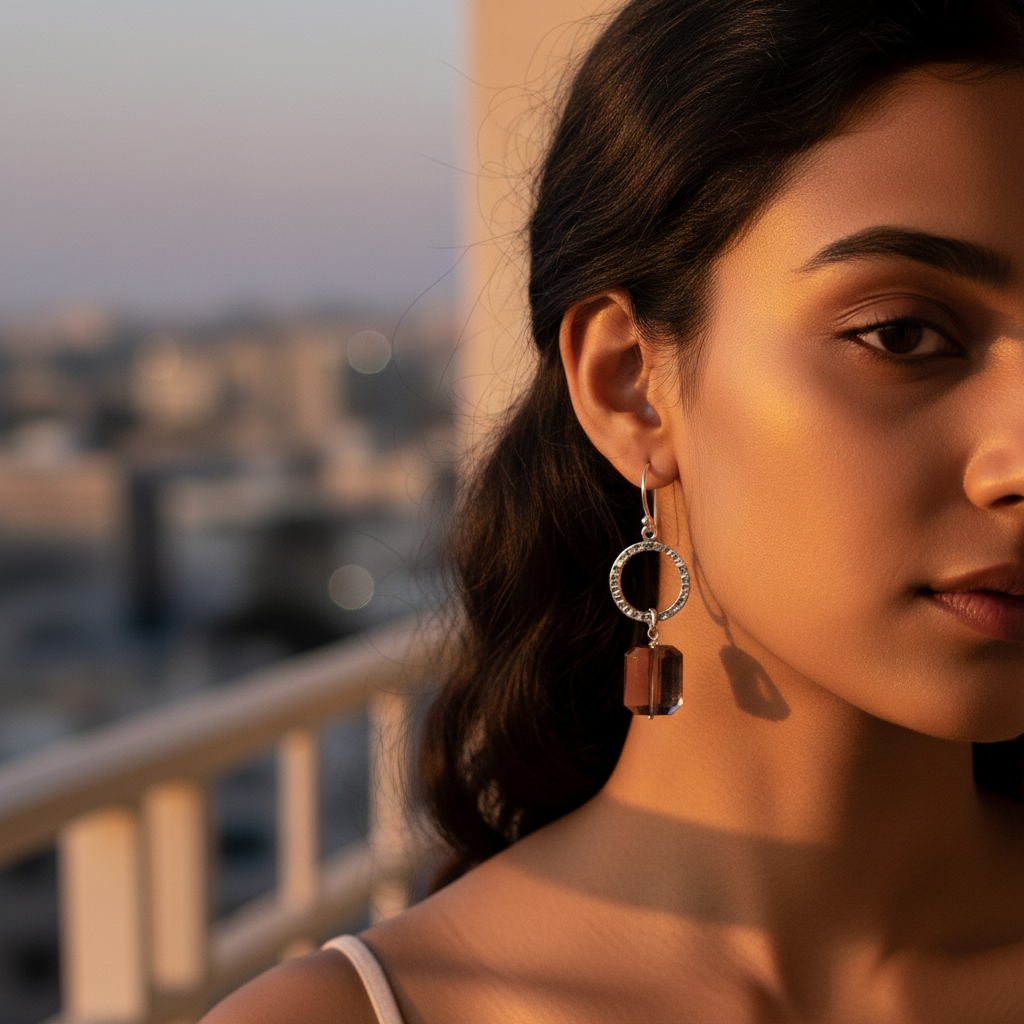 Silver gemstone drop earrings for women | elegant jewelry