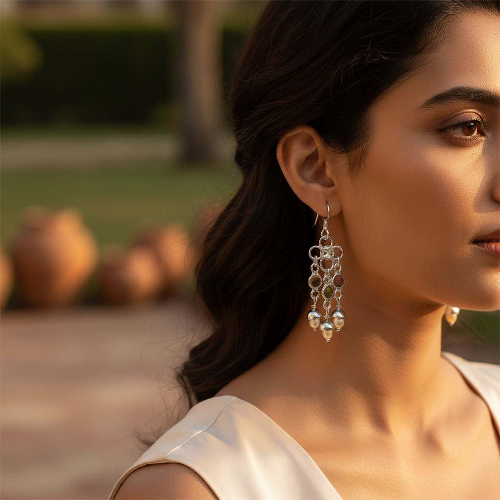 925 silver gemstone dangle earrings | for women | gift