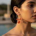 Load image into Gallery viewer, Silver Hoop Earrings with Orange Carnelian | Women's Jewelry Gift