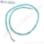 Load image into Gallery viewer, Aquamarine bead necklace in light blue color with a silver clasp, gemstone jewelry for women