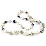 Load image into Gallery viewer, Silver Pearl Necklace with Blue Stone Accents for Women | Gift